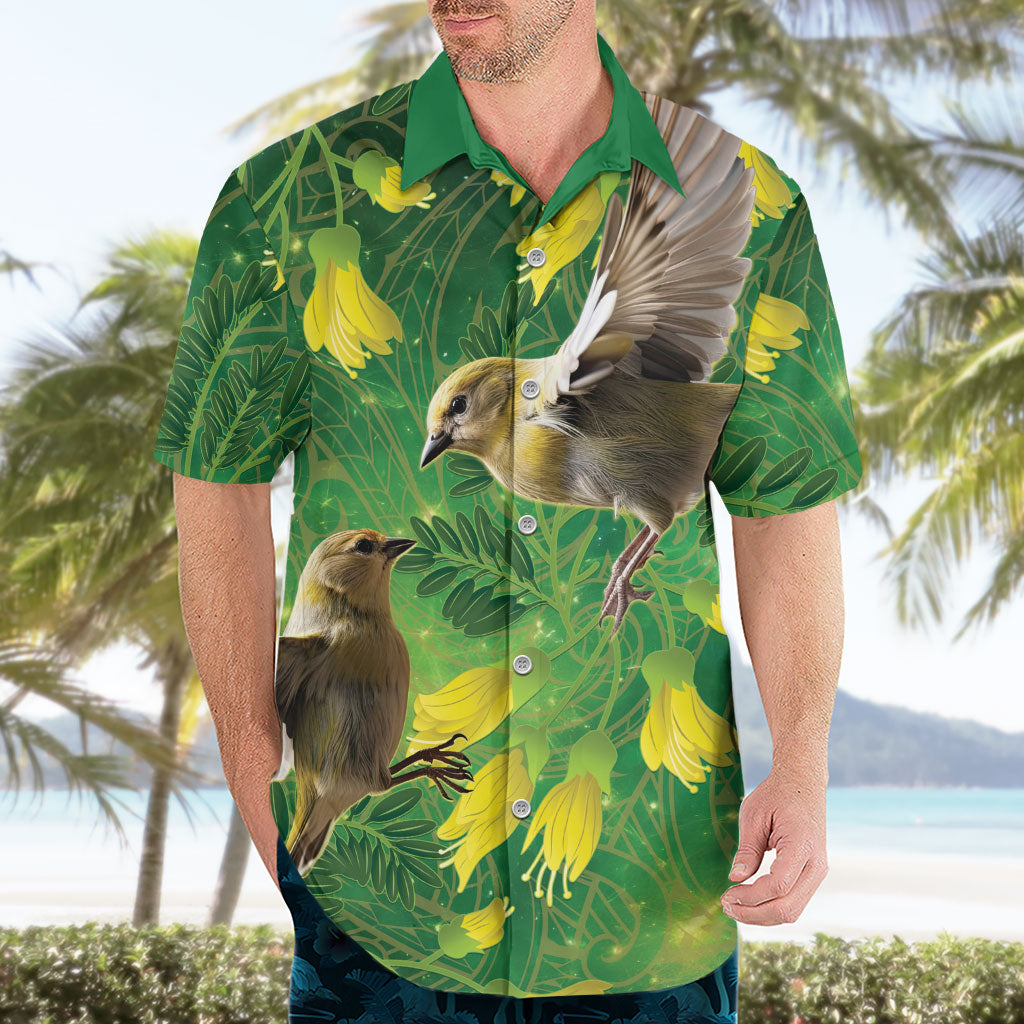Bellbird New Zealand Personalised Hawaiian Shirt Kowhai Flower Maori Pattern