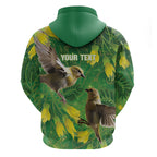 Bellbird New Zealand Personalised Hoodie Kowhai Flower Maori Pattern