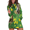 Bellbird New Zealand Personalised Hoodie Dress Kowhai Flower Maori Pattern