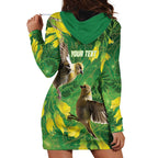 Bellbird New Zealand Personalised Hoodie Dress Kowhai Flower Maori Pattern