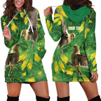 Bellbird New Zealand Personalised Hoodie Dress Kowhai Flower Maori Pattern