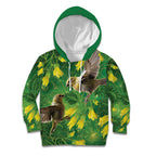 Bellbird New Zealand Personalised Kid Hoodie Kowhai Flower Maori Pattern
