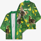 Bellbird New Zealand Personalised Kimono Kowhai Flower Maori Pattern