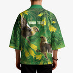 Bellbird New Zealand Personalised Kimono Kowhai Flower Maori Pattern