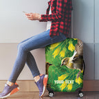 Bellbird New Zealand Personalised Luggage Cover Kowhai Flower Maori Pattern