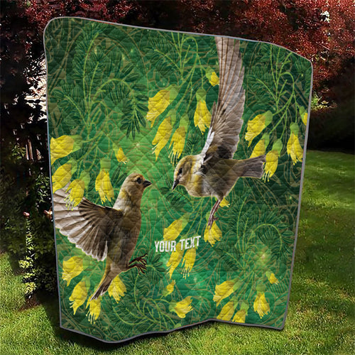 Bellbird New Zealand Personalised Quilt Kowhai Flower Maori Pattern