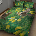 Bellbird New Zealand Personalised Quilt Bed Set Kowhai Flower Maori Pattern