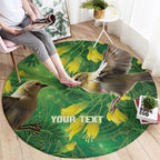 Bellbird New Zealand Personalised Round Carpet Kowhai Flower Maori Pattern