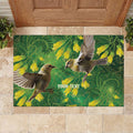 Bellbird New Zealand Personalised Rubber Doormat Kowhai Flower Maori Pattern