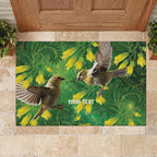 Bellbird New Zealand Personalised Rubber Doormat Kowhai Flower Maori Pattern