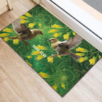 Bellbird New Zealand Personalised Rubber Doormat Kowhai Flower Maori Pattern