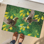 Bellbird New Zealand Personalised Rubber Doormat Kowhai Flower Maori Pattern