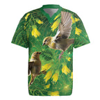 Bellbird New Zealand Personalised Rugby Jersey Kowhai Flower Maori Pattern