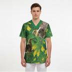 Bellbird New Zealand Personalised Scrub Top Kowhai Flower Maori Pattern
