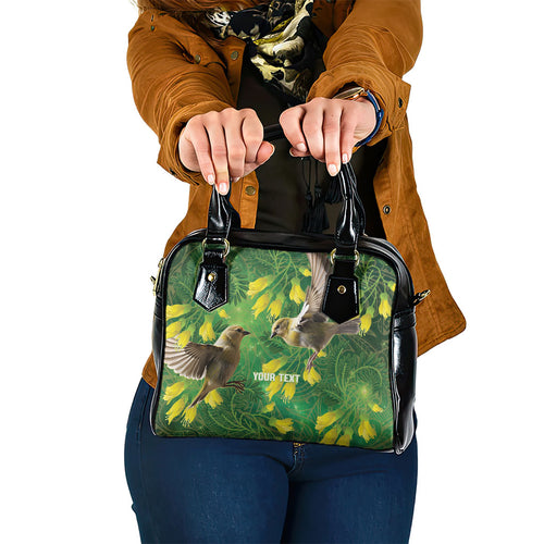 Bellbird New Zealand Personalised Shoulder Handbag Kowhai Flower Maori Pattern