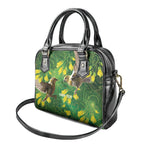 Bellbird New Zealand Personalised Shoulder Handbag Kowhai Flower Maori Pattern