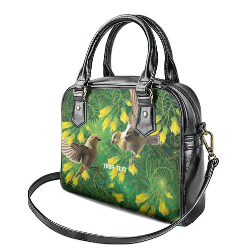 Bellbird New Zealand Personalised Shoulder Handbag Kowhai Flower Maori Pattern