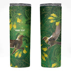 Bellbird New Zealand Personalised Skinny Tumbler Kowhai Flower Maori Pattern