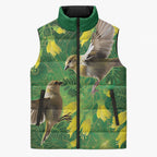 Bellbird New Zealand Personalised Sleeveless Puffer Jacket Kowhai Flower Maori Pattern