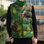 Bellbird New Zealand Personalised Sleeveless Puffer Jacket Kowhai Flower Maori Pattern
