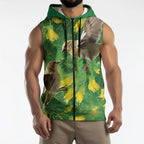 Bellbird New Zealand Personalised Sleeveless Zip Hoodie Kowhai Flower Maori Pattern
