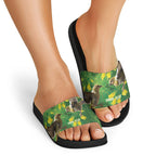 Bellbird New Zealand Personalised Slide Sandals Kowhai Flower Maori Pattern