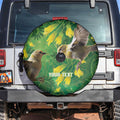 Bellbird New Zealand Personalised Spare Tire Cover Kowhai Flower Maori Pattern