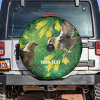 Bellbird New Zealand Personalised Spare Tire Cover Kowhai Flower Maori Pattern