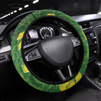 Bellbird New Zealand Steering Wheel Cover Kowhai Flower Maori Pattern