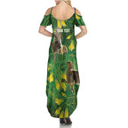 Bellbird New Zealand Personalised Summer Maxi Dress Kowhai Flower Maori Pattern