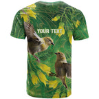 Bellbird New Zealand Personalised T Shirt Kowhai Flower Maori Pattern