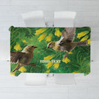 Bellbird New Zealand Personalised Tablecloth Kowhai Flower Maori Pattern