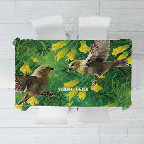 Bellbird New Zealand Personalised Tablecloth Kowhai Flower Maori Pattern