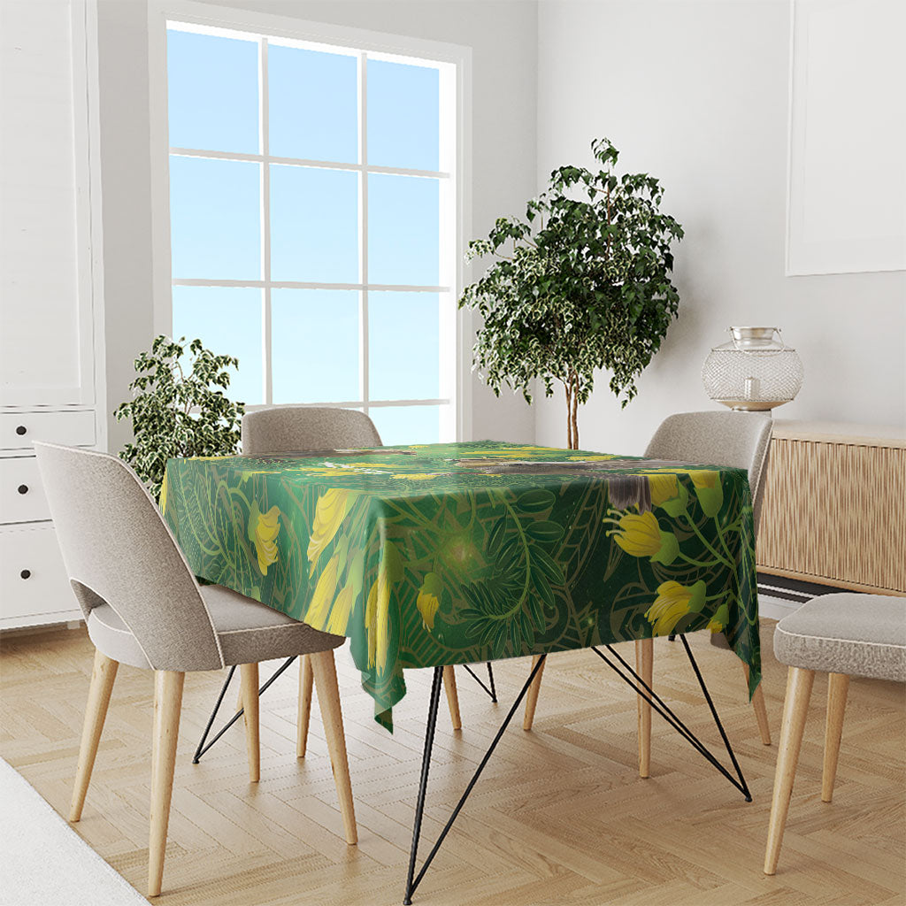 Bellbird New Zealand Personalised Tablecloth Kowhai Flower Maori Pattern