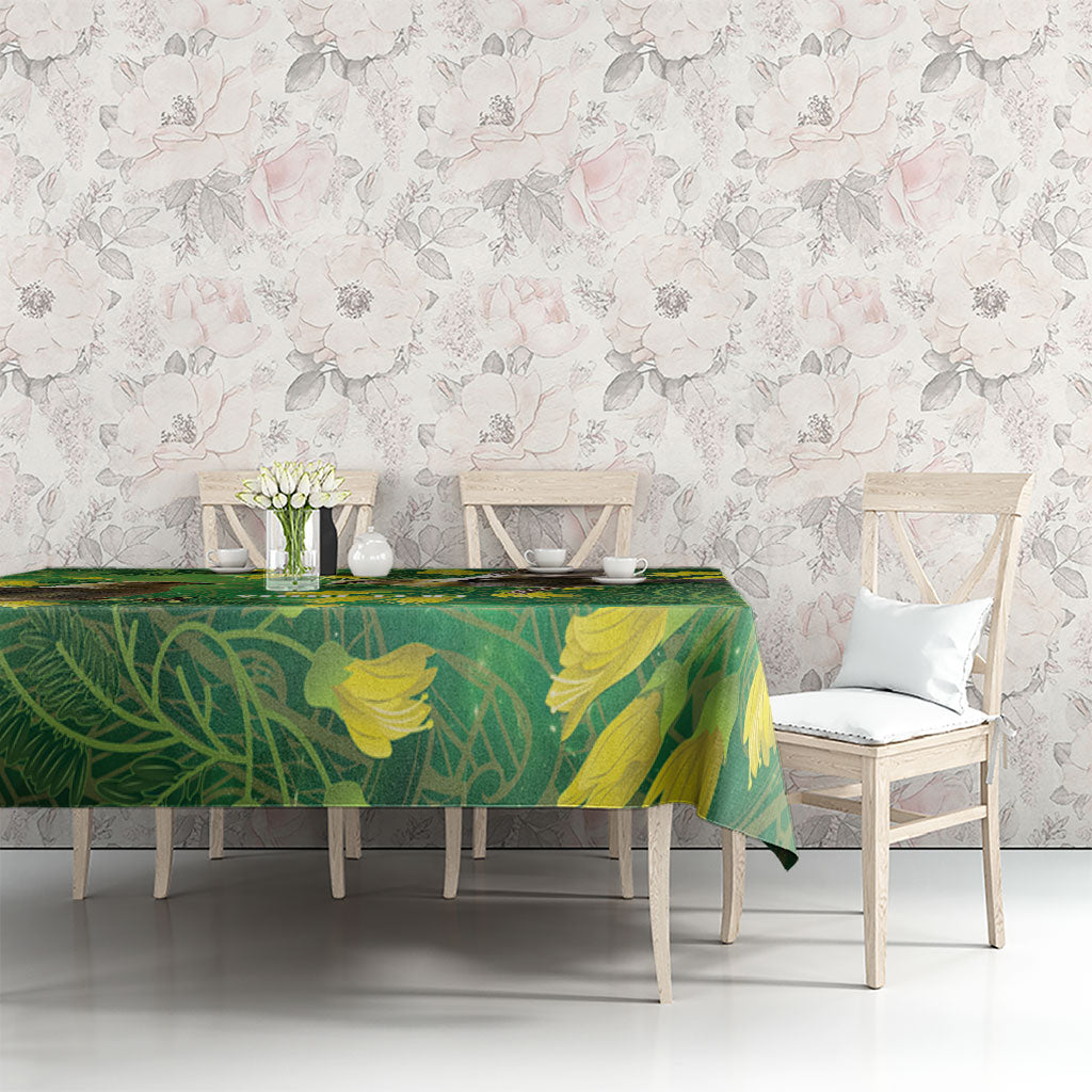 Bellbird New Zealand Personalised Tablecloth Kowhai Flower Maori Pattern