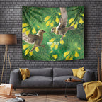 Bellbird New Zealand Personalised Tapestry Kowhai Flower Maori Pattern