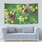 Bellbird New Zealand Personalised Tapestry Kowhai Flower Maori Pattern