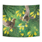 Bellbird New Zealand Personalised Tapestry Kowhai Flower Maori Pattern