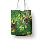 Bellbird New Zealand Personalised Tote Bag Kowhai Flower Maori Pattern