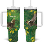 Bellbird New Zealand Personalised Tumbler With Handle Kowhai Flower Maori Pattern