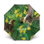 Bellbird New Zealand Personalised Umbrella Kowhai Flower Maori Pattern