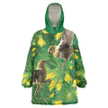 Bellbird New Zealand Personalised Wearable Blanket Hoodie Kowhai Flower Maori Pattern