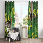 Bellbird New Zealand Personalised Window Curtain Kowhai Flower Maori Pattern
