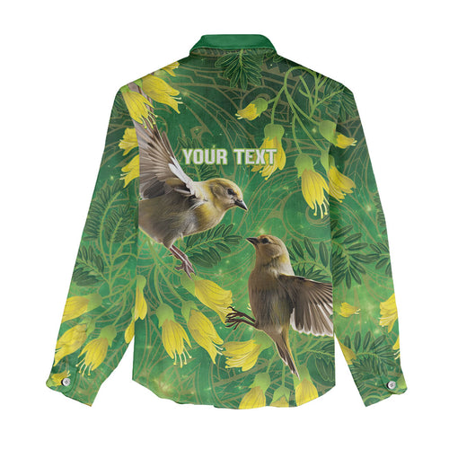 Bellbird New Zealand Personalised Women Casual Shirt Kowhai Flower Maori Pattern