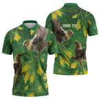 Bellbird New Zealand Personalised Zipper Polo Shirt Kowhai Flower Maori Pattern