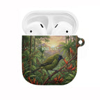 Bellbird New Zealand Personalised AirPods Case Korimako Harakeke Flower Native Forest