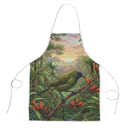 Bellbird New Zealand Personalised Apron Korimako Harakeke Flower Native Forest