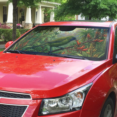 Bellbird New Zealand Personalised Auto Sun Shade Korimako Harakeke Flower Native Forest