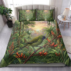 Bellbird New Zealand Personalised Bedding Set Korimako Harakeke Flower Native Forest