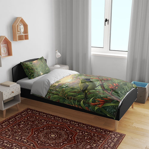 Bellbird New Zealand Personalised Bedding Set Korimako Harakeke Flower Native Forest